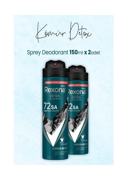 Men Sprey Deodorant Kömür Detox 150 ml x 2 Adet