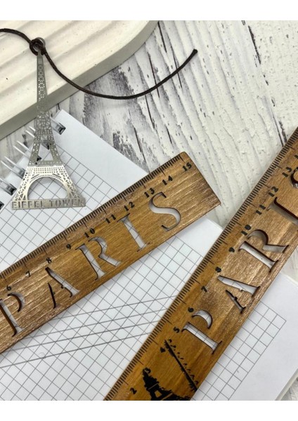 Paris Desenli Vintage Ahşap Cetvel / Yer Imi fiyatları
