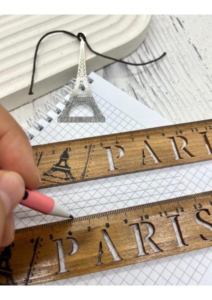 Paris Desenli Vintage Ahşap Cetvel / Yer Imi fırsatları