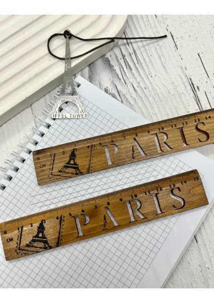Paris Desenli Vintage Ahşap Cetvel / Yer Imi indirimleri
