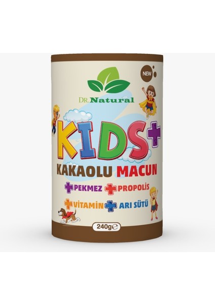 Dr. Natural Kids Çocuk Macunu Kakao - Arı Sütü - Propolis - Pekmez ve Vitamin 240 Gr.