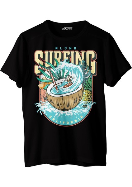 Kadın Sörf Temalı Regular Tişört