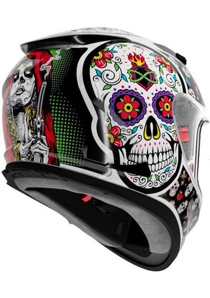 SH-605 Sv Skull Candy Full Face Motosiklet Kaskı + Iridium Vizör indirimleri