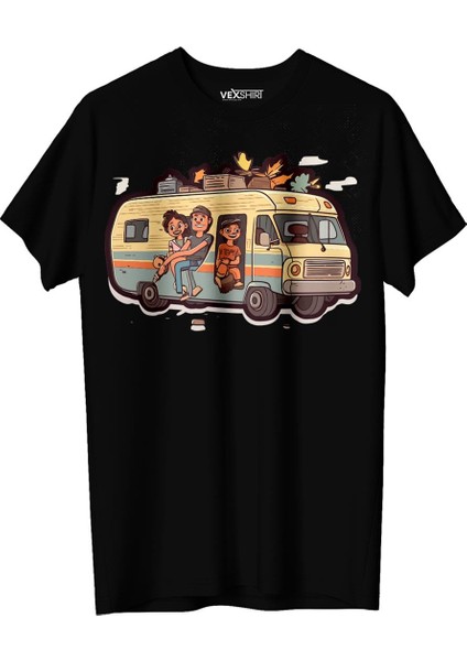 Erkek Karavan Kamp Temalı Regular Tişört