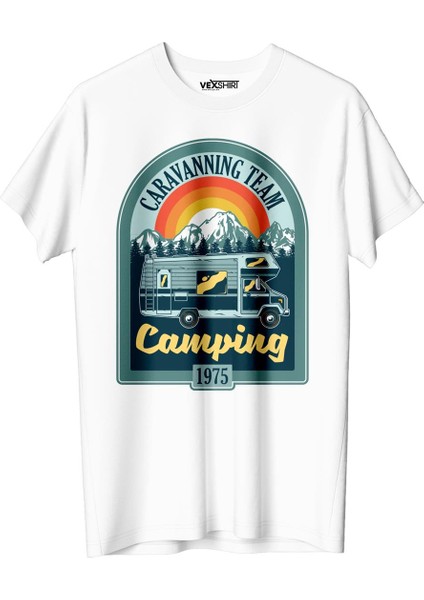 Erkek Karavan Kamp Temalı Regular Tişört