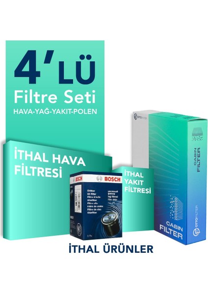 FORD CONNECT 1.8 Dizel Filtre Bakım Seti (2002-2013) 4 lü