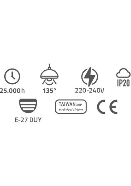 50 Watt 3000K Günışığı Ledli Yüksek Tavan Armatürü, LED Avize, LED Armatür, Kafe, Otel, Ev Avizesi