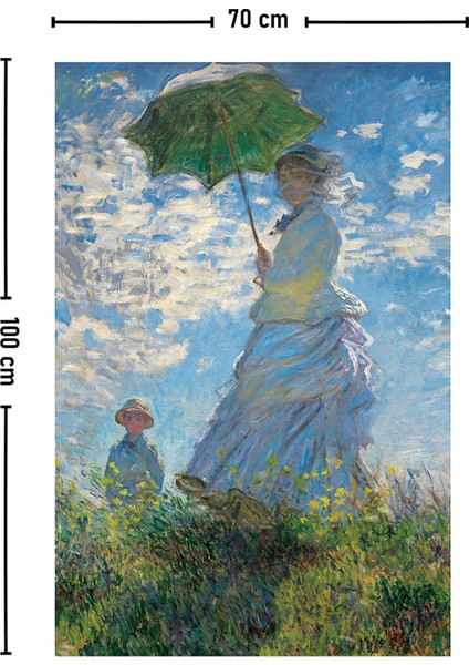 Monet Gezinti Şemsiyeli Kadın Duvar Örtüsü Halısı