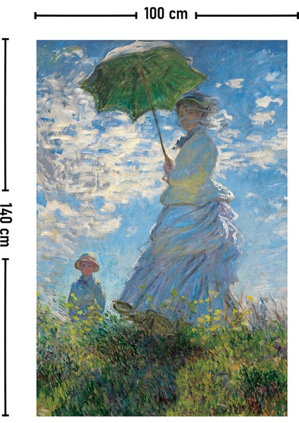 Monet Gezinti Şemsiyeli Kadın Duvar Örtüsü Halısı