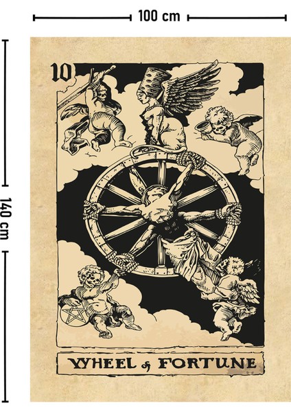 Tarot Kartı Wheel And Fortune Duvar Örtüsü Halısı