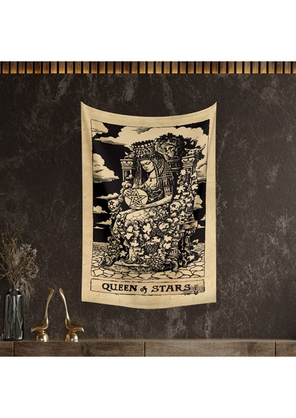 Tarot Kartı Queen Of Stars Duvar Örtüsü Halısı