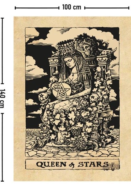 Tarot Kartı Queen Of Stars Duvar Örtüsü Halısı