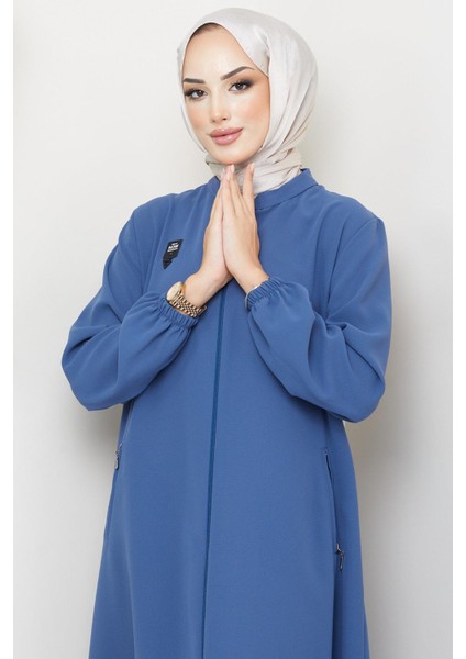 Arma Detaylı Büyük Beden Ferace İndigo HM2257 fiyatları