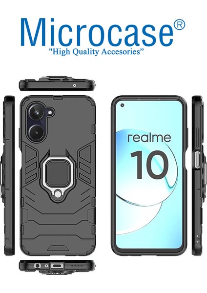 Realme 10 4g Batman Serisi Yüzük Standlı Armor Kılıf - Siyah AL3349