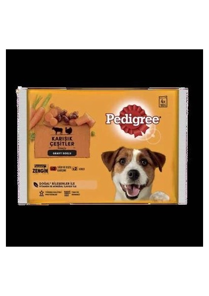 Pouch Sığır Etli Kuzulu ve Hindili Yetişkin Köpek Konservesi 100GR (4'lü)
