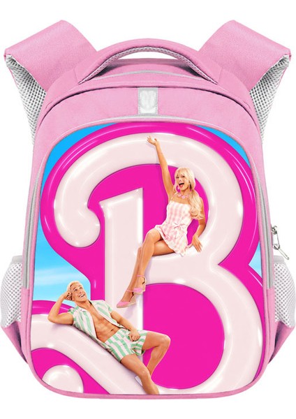 Barbie Kız Okul Çantası Barbie Polyester Yansıtıcı Şerit Sırt Çantası Büyük Kapasiteli Öğrenci Sırt Çantası (Yurt Dışından)