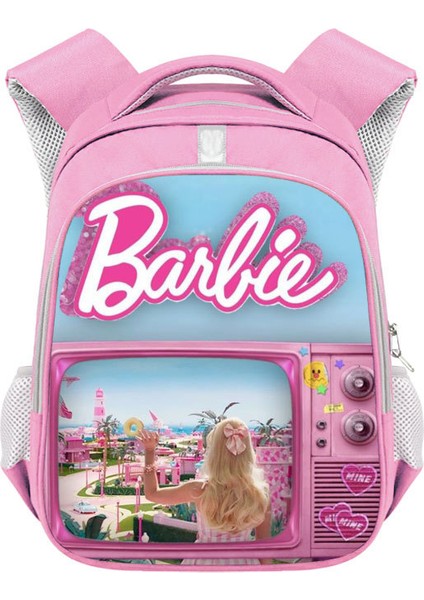 Barbie Kız Okul Çantası Barbie Polyester Yansıtıcı Şerit Sırt Çantası Büyük Kapasiteli Öğrenci Sırt Çantası (Yurt Dışından)