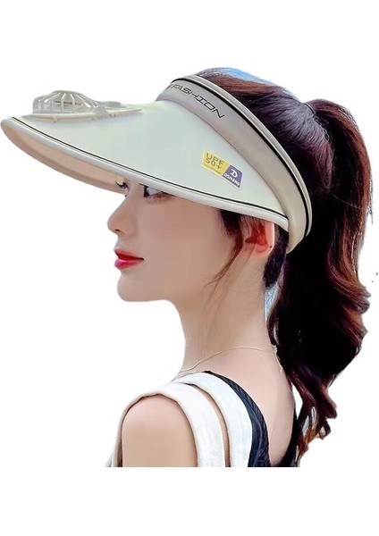 USB Şarj Fan Kapağı Güneş Kremi Geniş Ağızlı Ayarlanabilir Güneş Şapkası (Yurt Dışından)