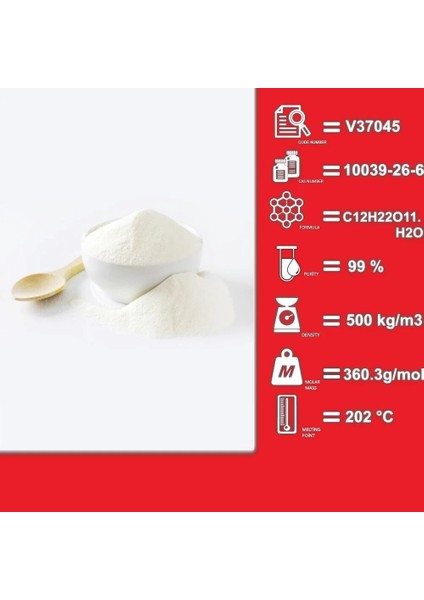 Laktoz Monohidrat 1 kg - 1 Kg/HDPE Şişe - Cas No : 10039-26-6