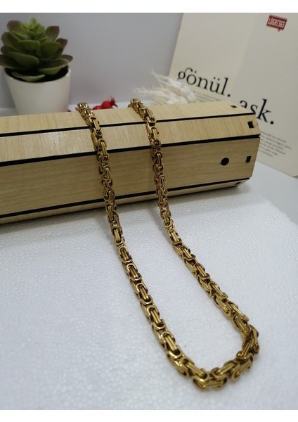 Erkek Çelik Kral Kolye - Gold