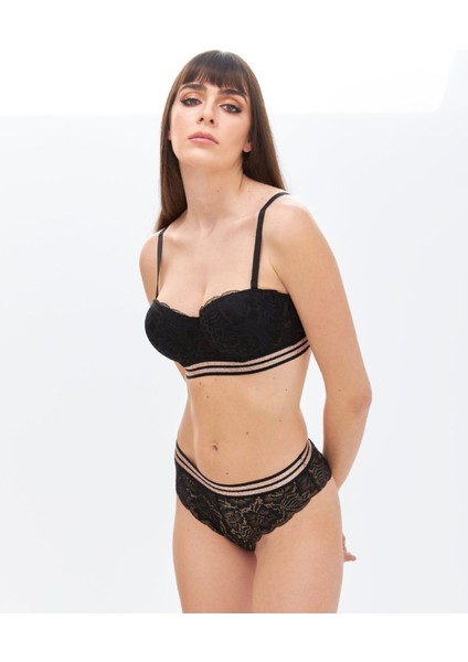 Simli Straplez Sütyen Hipster Takım