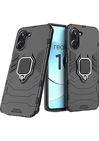 Realme C55 Batman Serisi Yüzük Standlı Armor Kılıf - Siyah AL3349