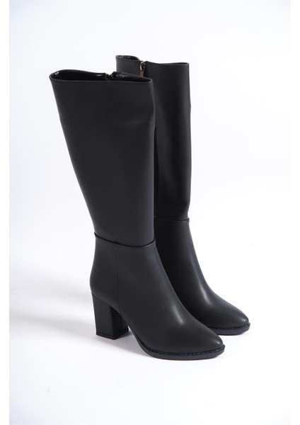 Kadın Paris Siyah Deri Yandan Fermuarlı Diz Altı Cizme fırsatları