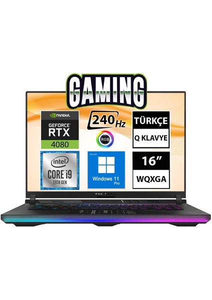 Rog Strix Scar 16 G634JZ-NM043A7 I9-13980HX 64GB 1tbssd RTX4080 16" Qhd+ W11P Taşınabilir Bilgisayar