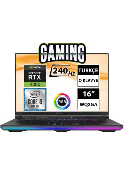 Rog Strix Scar 16 G634JZ-NM043A2 I9-13980HX 32GB 512SSD+1TBSSD RTX4080 16" Qhd+ Freedos Taşınabilir Bilgisayar