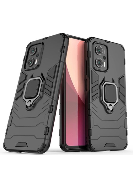 Xiaomi Redmi Note 11T Pro Batman Serisi Yüzük Standlı Armor Kılıf - Siyah AL3349