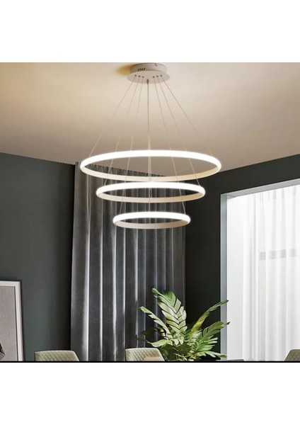 3 Katlı Halka Gold Gövde Sarkıt Model Modern LED Aydınlatma