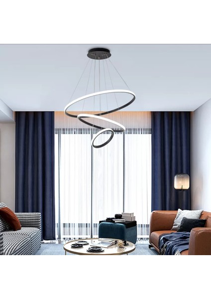 3 Katlı Halka Gold Gövde Sarkıt Model Modern LED Aydınlatma