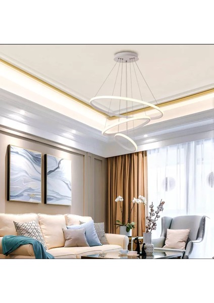 3 Katlı Halka Gold Gövde Sarkıt Model Modern LED Aydınlatma