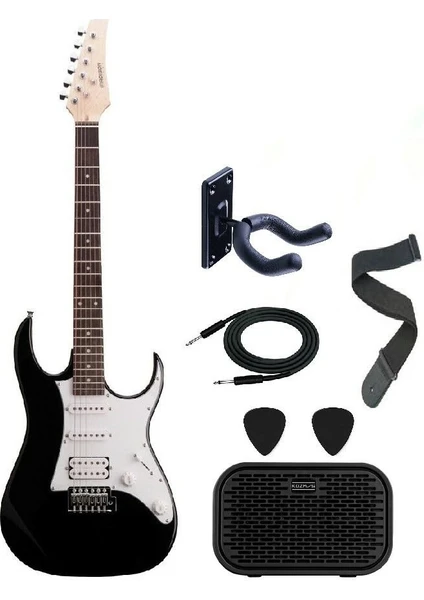 Meg-Bk Siyah Elektro Gitar Set