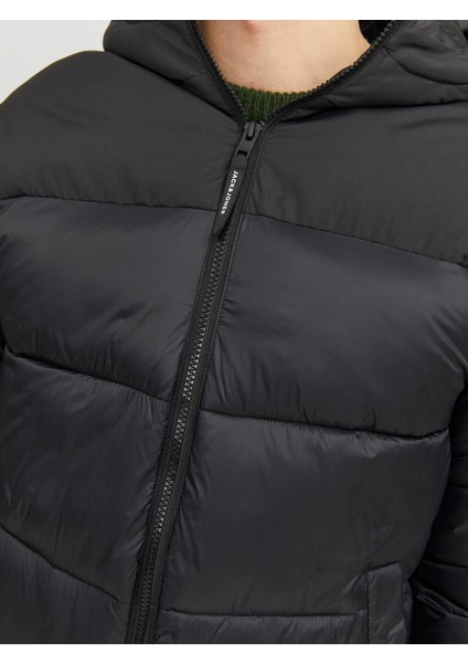 Jack & Jones Erkek Rüzgar Geçirmez Kapüşonlu Puffer Mont 12235859