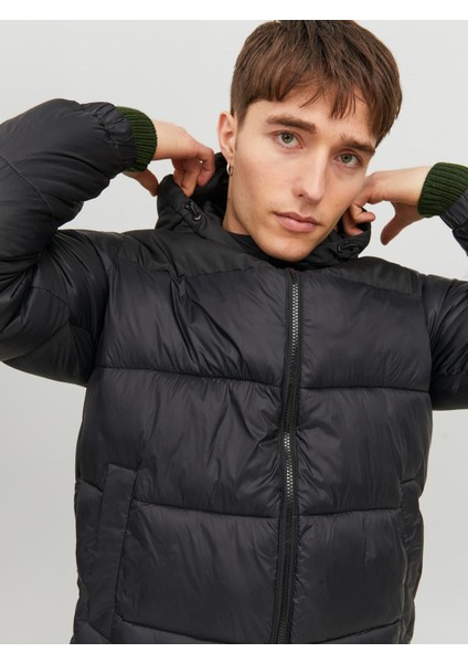 Jack & Jones Erkek Rüzgar Geçirmez Kapüşonlu Puffer Mont 12235859