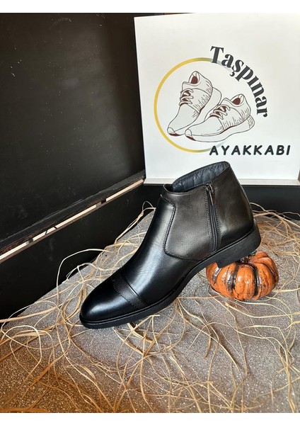 Deri Erkek Günlük Kışlık Kauçuk Kaymaz Taban Rahat Klasik Fermuarlı Bot 39-45 indirimleri