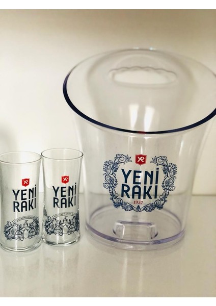 Poyraz Koleksiyon Yeni Rakı Bardağı + Yeni Rakı Şişe Kova