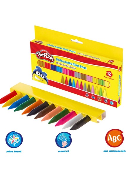 Playdoh Play Doh Extra Jumbo Crayon 12 Renk Mum Boya
