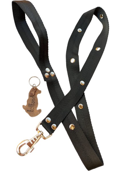 Köpek gezdirme tasması siyah kolon metal zımbalı kalın kancalı genişlik:2,5cm gezdirme kayışı:120cm dog leash B3-11