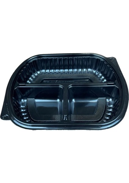 Menü Box 3 Bölmeli ( Mikrodalga ) Yemek Kabı + Kapağı 50 Adet