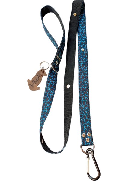 Köpek gezdirme tasması mavi siyah kordon uzunluk:120cm genişlik:2,5cm dog leash B4-3