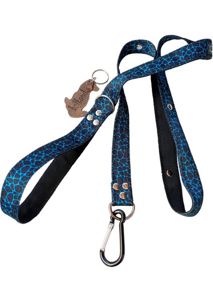 Köpek gezdirme tasması mavi siyah kordon uzunluk:120cm genişlik:2,5cm dog leash B4-3