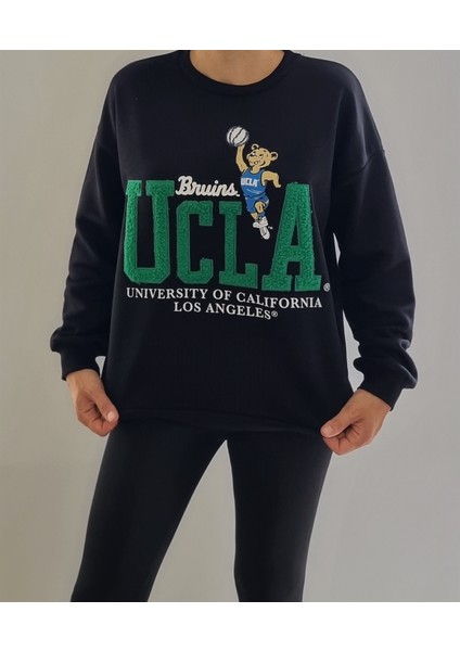 Oversize Model, Punch Detaylı Spor Şık Sweatshirt