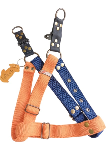 Köpek göğüs tasması ve kayışlı set turuncu lacivert kolon genişlik:3cm göğüs ölçüsü:45-80cm ayarlamalı gezdirme kayışı:120 cm dog harness TB3-11 fırsatları