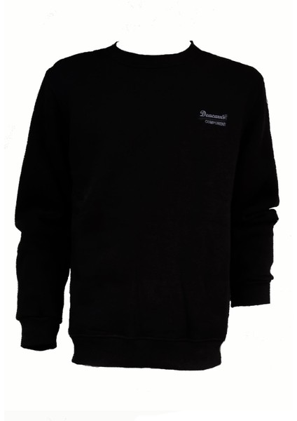 Siyah Erkek Üç Iplik Şardonlu Uzun Kollu O Yaka Sweatshirt 411