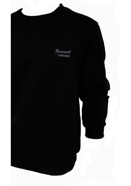 Siyah Erkek Üç Iplik Şardonlu Uzun Kollu O Yaka Sweatshirt 411