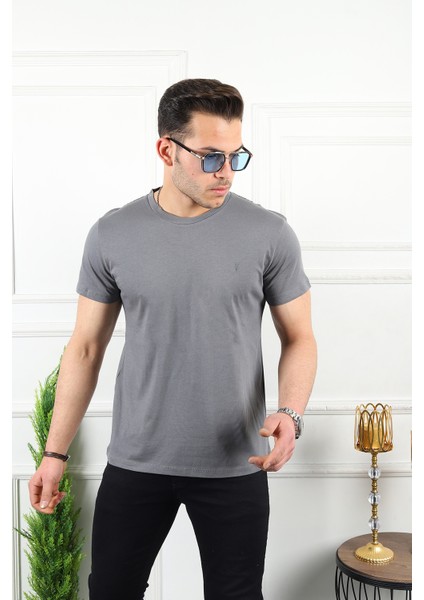 Erkek 5'li Tişört Standart Kalıp Bisiklet Yaka Yazlık Basic Erkek T-Shirt