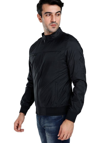 Erkek Siyah Önden Fermuarlı Kolları ve Beli Ribanalı Mevsimlik Mont EDY2395 modelleri