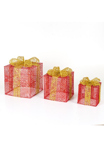 Yılbaşı Süsü Dore Fiyonklubüyük Hediye Paketi 3'lü Set Kırmızı modelleri